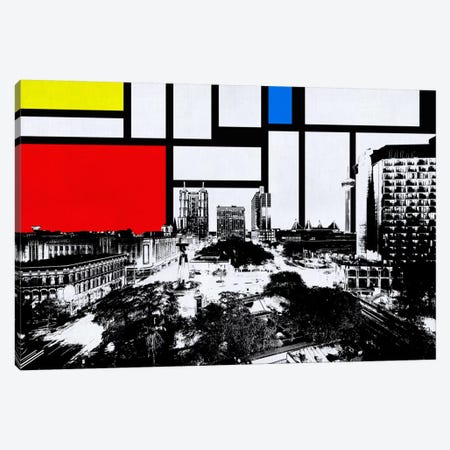 San Antonio, Texas Skyline with Primary Colors Background Canvas Print #SKY25} by Unknown Artist Canvas Wall Art