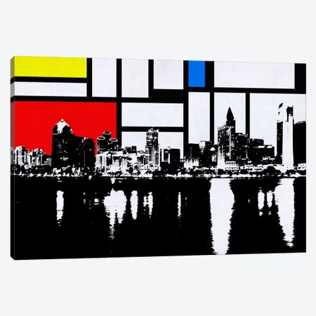 San Diego, California Skyline with Primary Colors Background Canvas Print #SKY26} by Unknown Artist Canvas Wall Art