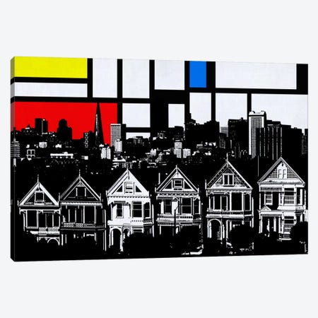 San Francisco, California Skyline with Primary Colors Background Canvas Print #SKY27} by Unknown Artist Canvas Artwork