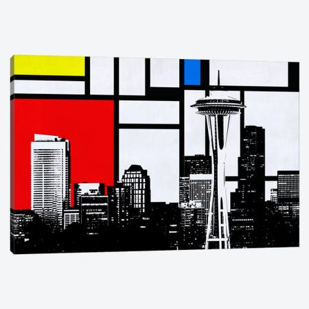 Seattle, Washington Geometric Skyline with Primary Colors Background Canvas Print #SKY28} by Unknown Artist Canvas Art Print