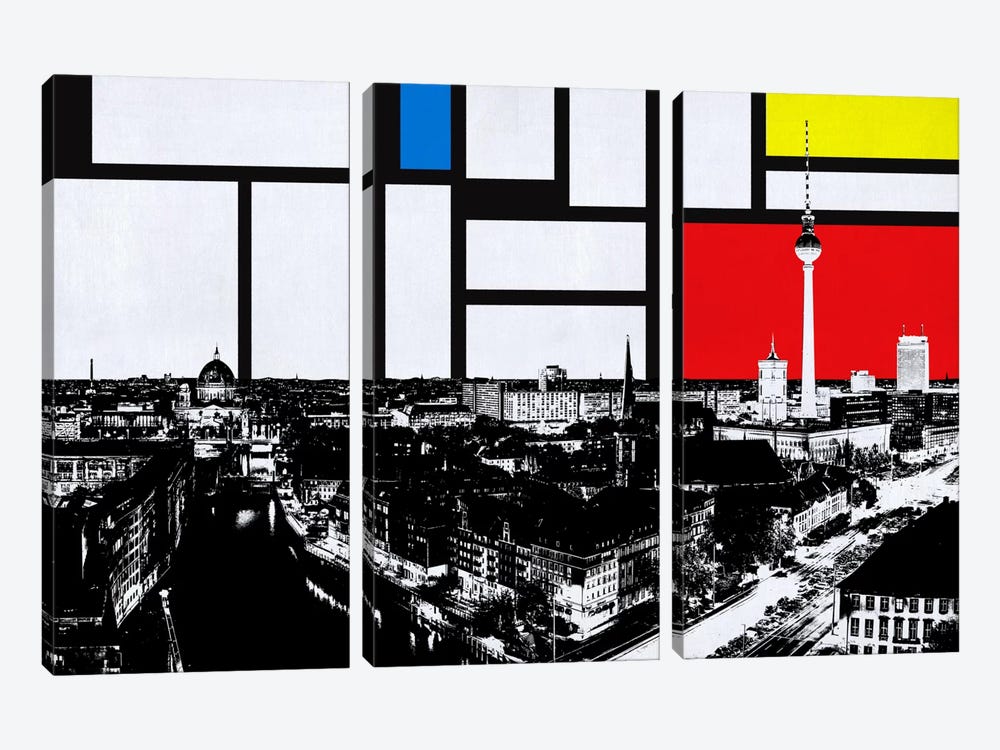 Berlin, Germany Skyline with Primary Colors Background by Unknown Artist 3-piece Art Print