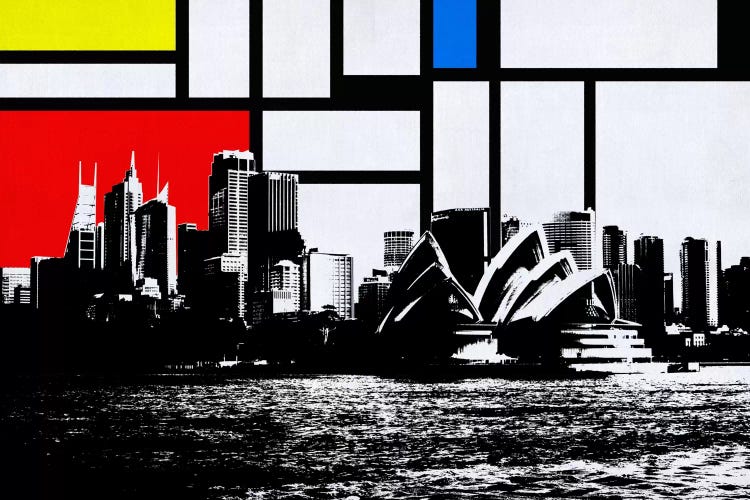 Sydney, Australia Skyline with Primary Colors Background