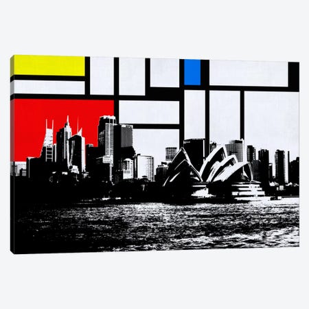 Sydney, Australia Skyline with Primary Colors Background Canvas Print #SKY30} by Unknown Artist Canvas Art