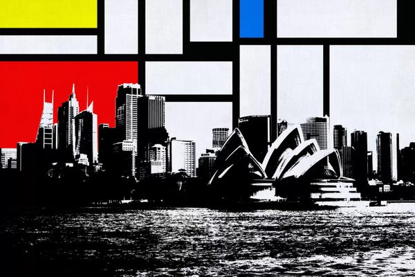 New South Wales: Sydney, Australia Skyline with Primary Colors Background by Unknown Artist