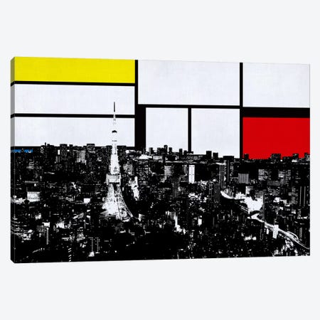 Tokyo, Japan Skyline with Primary Colors Background Canvas Print #SKY31} by Unknown Artist Canvas Art