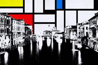 Venice, Italy Skyline with Primary Colors Background by Unknown Artist canvas print