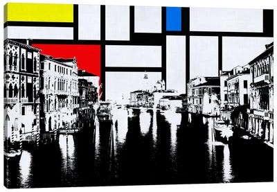 Venice, Italy Skyline with Primary Colors Background Canvas Art Print - Veneto Art
