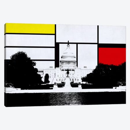 Washington, DC Skyline with Primary Colors Background Canvas Print #SKY33} by Unknown Artist Canvas Artwork