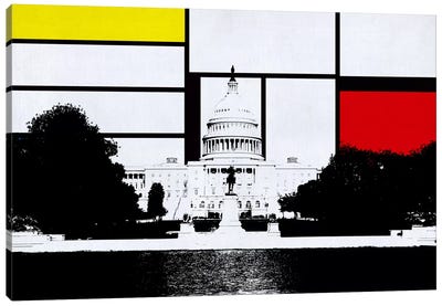 Washington, DC Skyline with Primary Colors Background Canvas Art Print - Washington D.C. Art