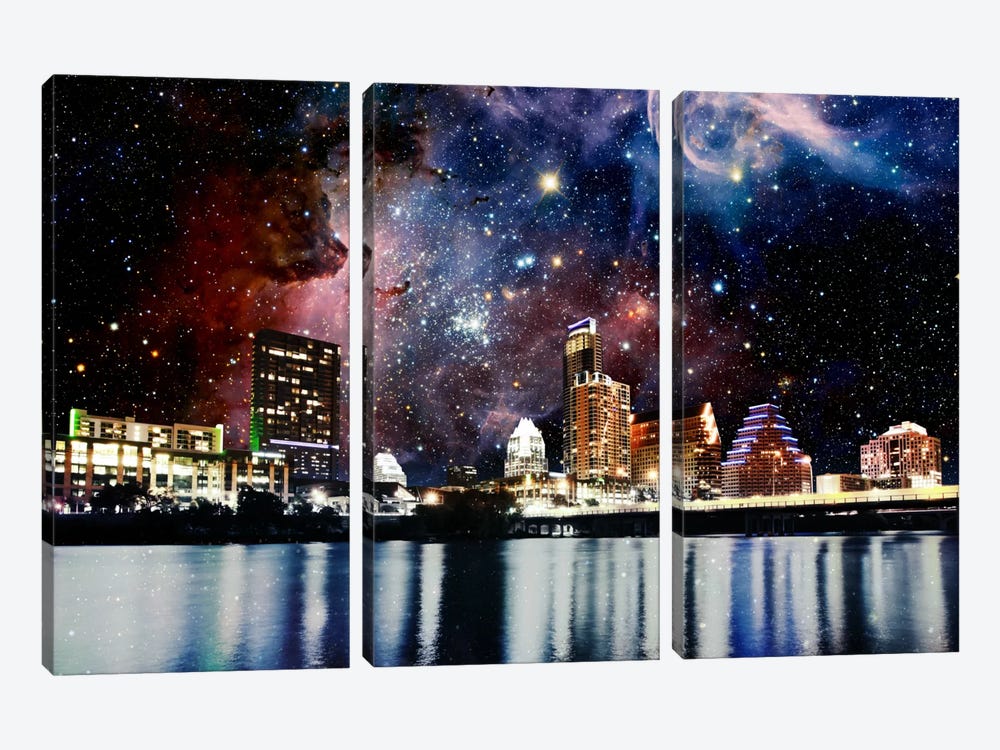 Austin, Texas Carina Nebula Skyline by 5by5collective 3-piece Canvas Print