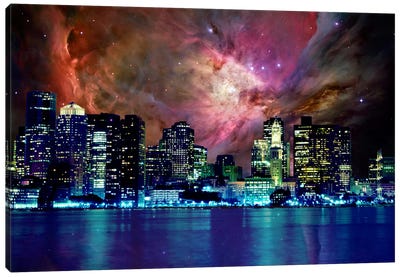 Boston, Massachusetts Orion Nebula Skyline Canvas Art Print - Night Sky Art