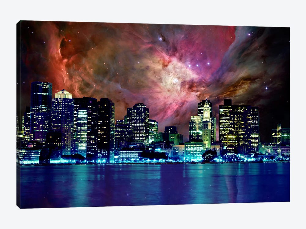 Boston, Massachusetts Orion Nebula Skyline by 5by5collective 1-piece Canvas Print