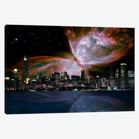 Chicago, Illinois Butterfly Nebula Skyline Canvas Print #SKY37} by 5by5collective Canvas Print