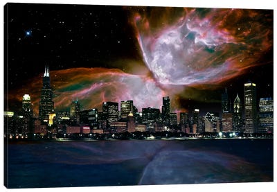 Chicago, Illinois Butterfly Nebula Skyline Canvas Art Print