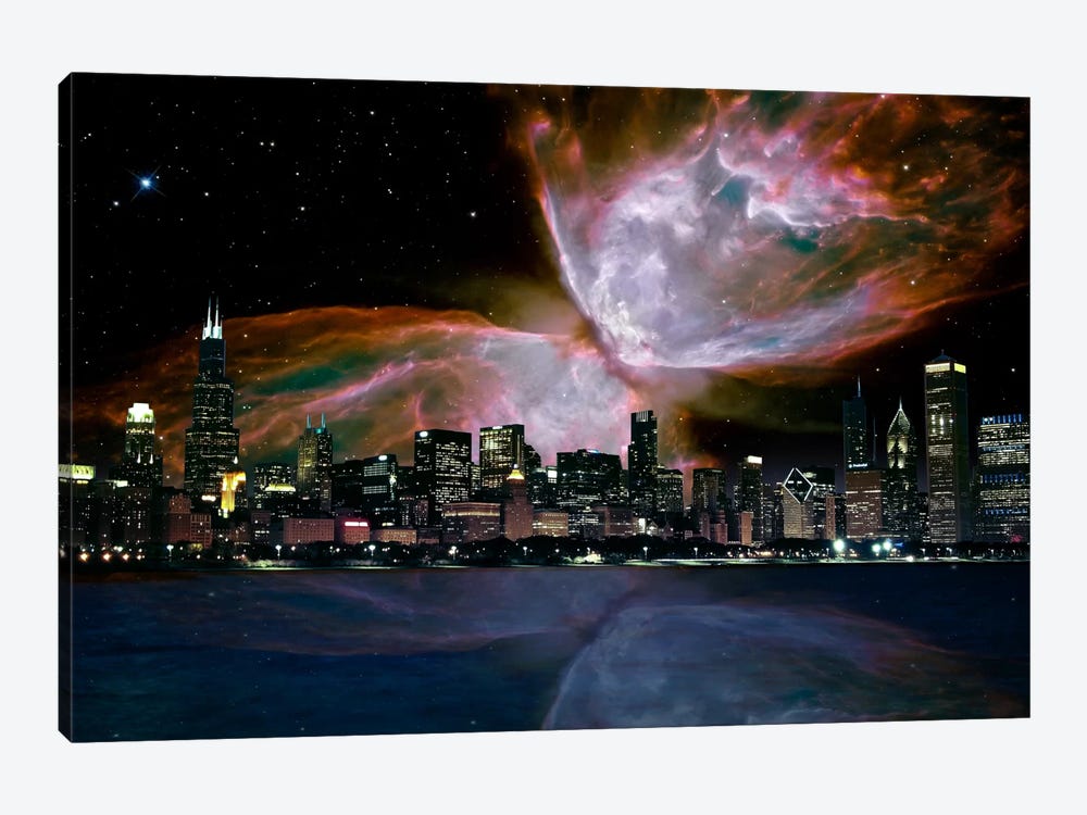 Chicago, Illinois Butterfly Nebula Skyline by 5by5collective 1-piece Canvas Wall Art