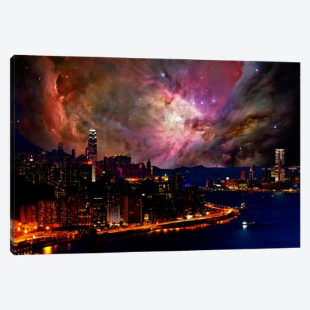 Hong Kong, China Orion Nebula Skyline Canvas Print #SKY38} by 5by5collective Canvas Art