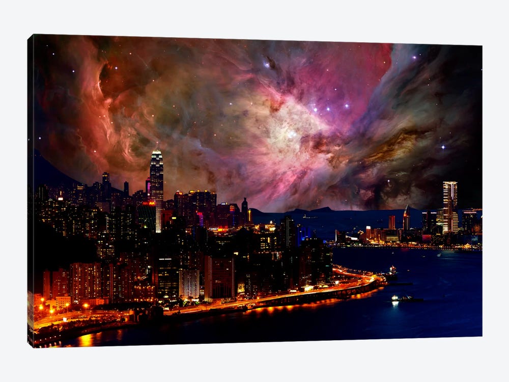 Hong Kong, China Orion Nebula Skyline by 5by5collective 1-piece Canvas Art Print
