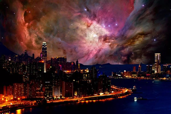 China: Hong Kong, China Orion Nebula Skyline by 5by5collective