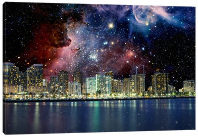 Honolulu, Hawaii Carina Nebula Skyline Canvas Art Print - Galaxy Art