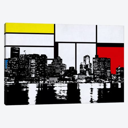Boston, Massachusetts Skyline with Primary Colors Background Canvas Print #SKY3} by 5by5collective Canvas Print