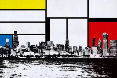 Chicago, Illinois Skyline with Primary Colors Background by 5by5collective canvas print