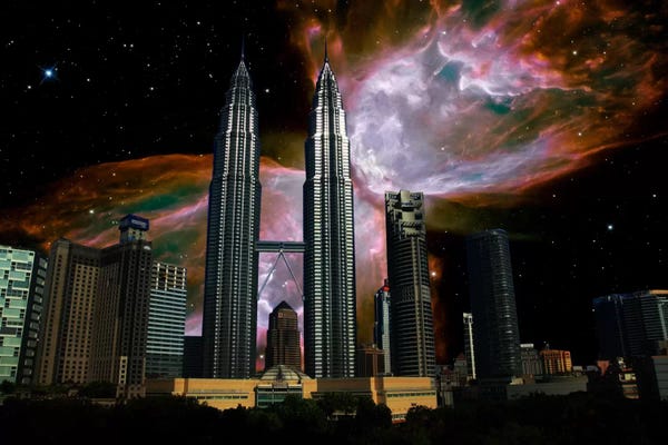 Malaysia: Kuala Lumpur, Malaysia City Skyline Butterfly Nebula Skyline by 5by5collective
