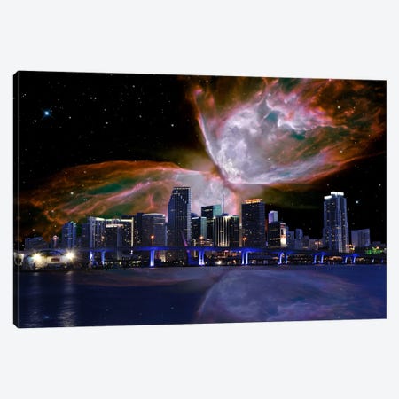 Miami, Florida Butterfly Nebula Skyline Canvas Print #SKY46} by 5by5collective Canvas Art