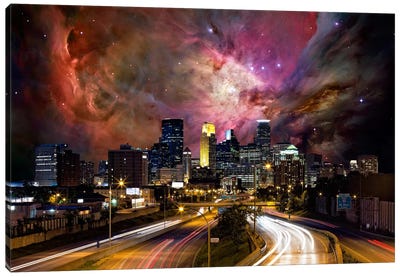 Minneapolis, Minnesota Orion Nebula Skyline Canvas Art Print - Urban Art