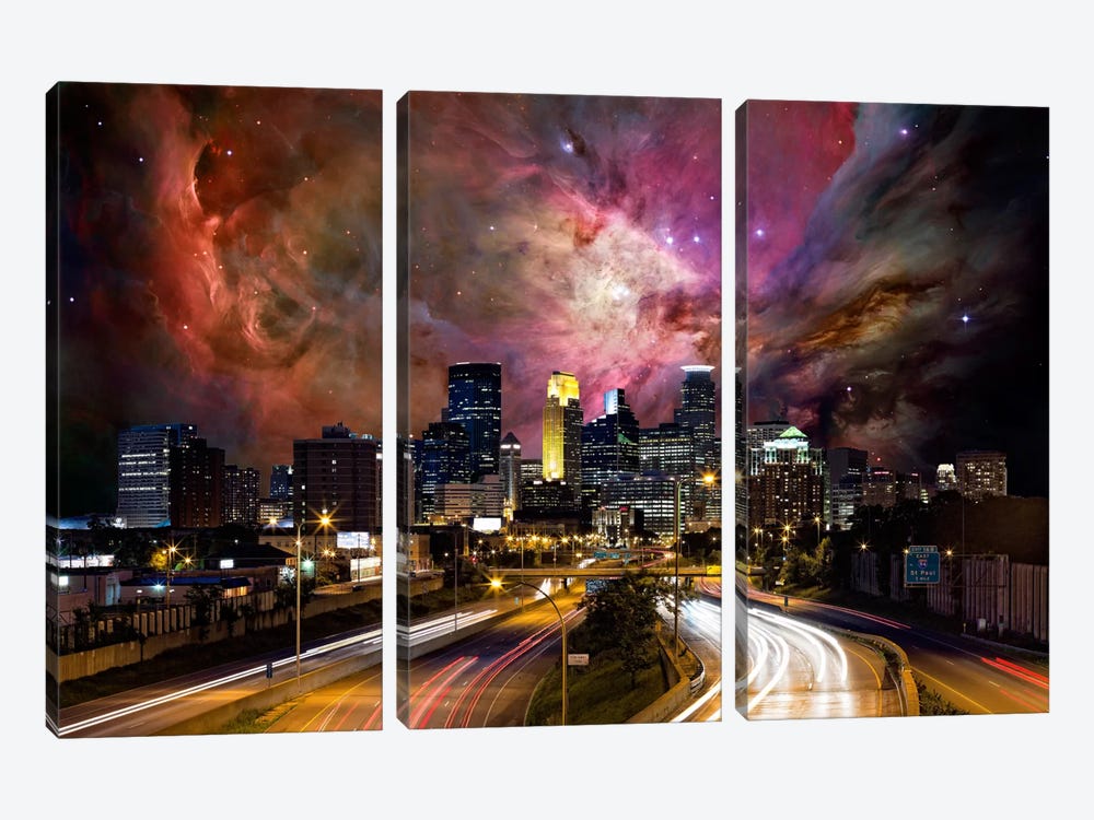 Minneapolis, Minnesota Orion Nebula Skyline 3-piece Canvas Print