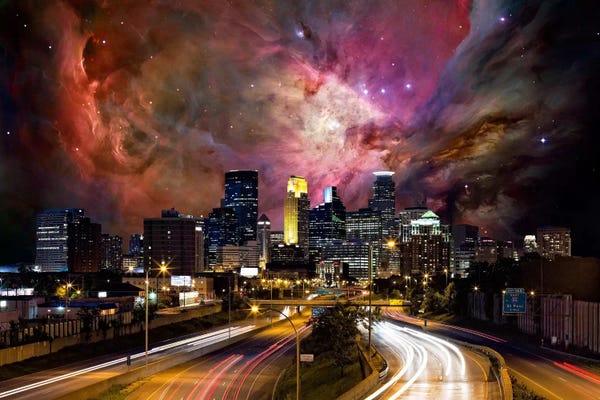 5by5collective: Minneapolis, Minnesota Orion Nebula Skyline by 5by5collective