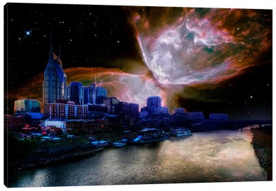 Nashville, Tennessee Butterfly Nebula Skyline Canvas Art Print - Skylines Collection
