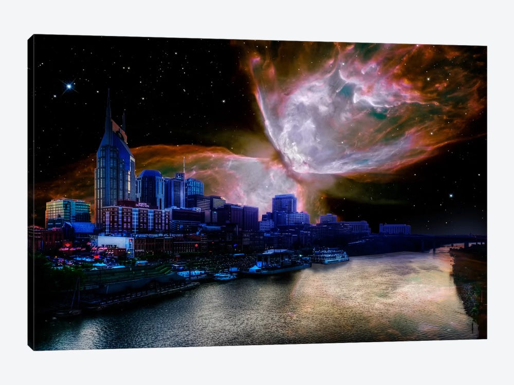 Nashville, Tennessee Butterfly Nebula Skyline by 5by5collective 1-piece Canvas Print