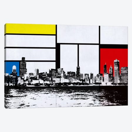 Chicago, Illinois Skyline with Primary Colors Background Canvas Print #SKY4} by 5by5collective Canvas Art