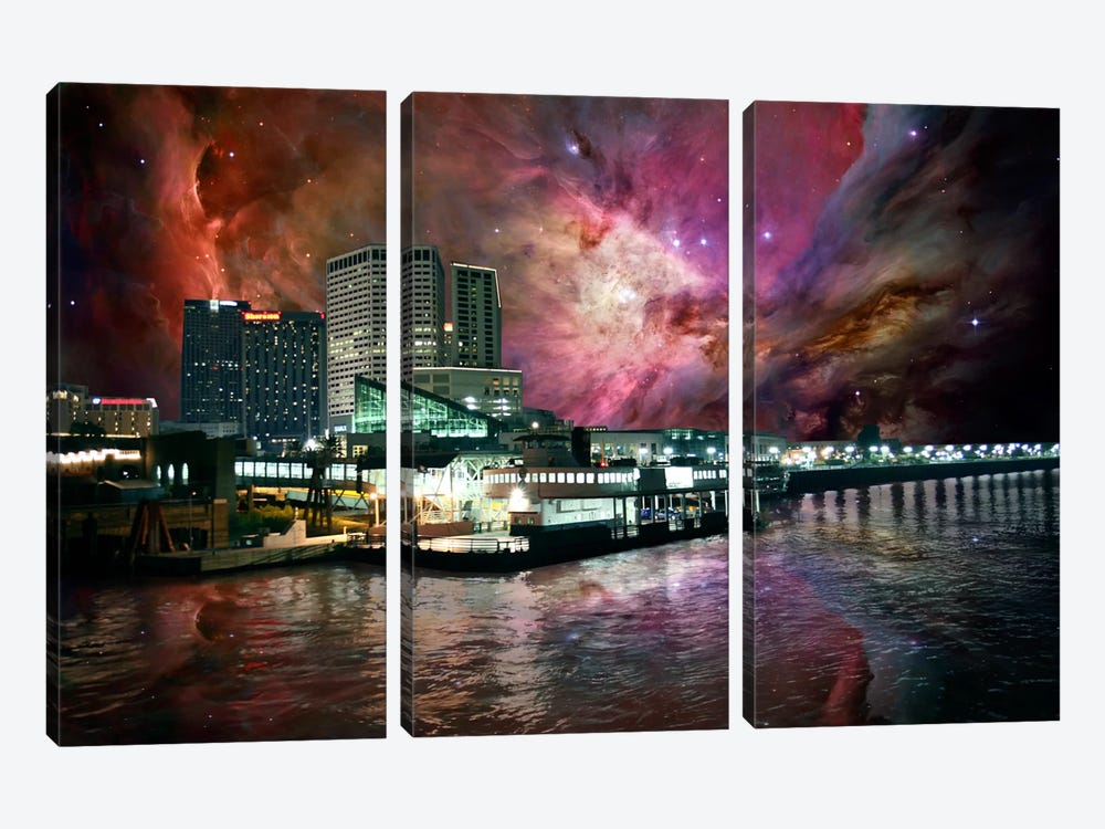 New Orleans, Louisiana Orion Nebula Skyline by 5by5collective 3-piece Art Print
