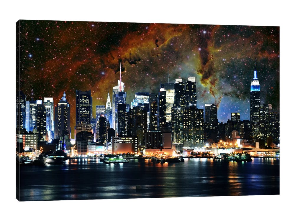 City of Stars art print, Cityscape wall art, Purple Pink Blue Art, Cities  At Night Poster
