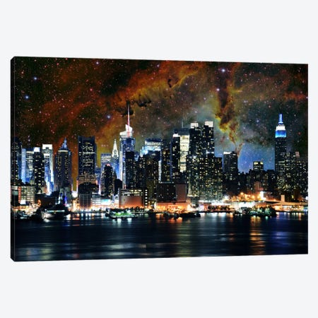 New York City, New York Nebula Skyline Canvas Print #SKY51} by 5by5collective Canvas Wall Art