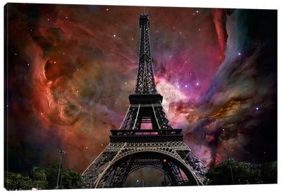 Paris, France Orion Nebula Skyline Canvas Art Print - Galaxy Art