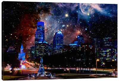 Philadelphia, Pennsylvania Carina Nebula Skyline Canvas Art Print - Galaxy Art