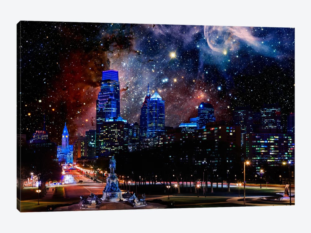 Philadelphia, Pennsylvania Carina Nebula Skyline by 5by5collective 1-piece Canvas Wall Art