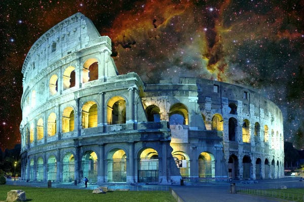 Wonders Of The World: Rome (Colosseum), Italy Nebula Skyline by 5by5collective