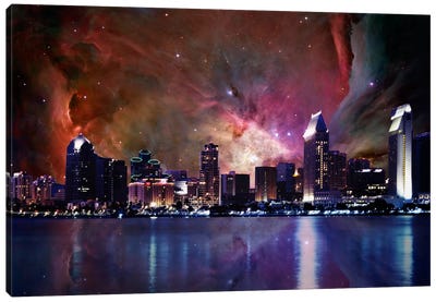 San Diego, California Orion Nebula Skyline Canvas Art Print - Skylines Collection