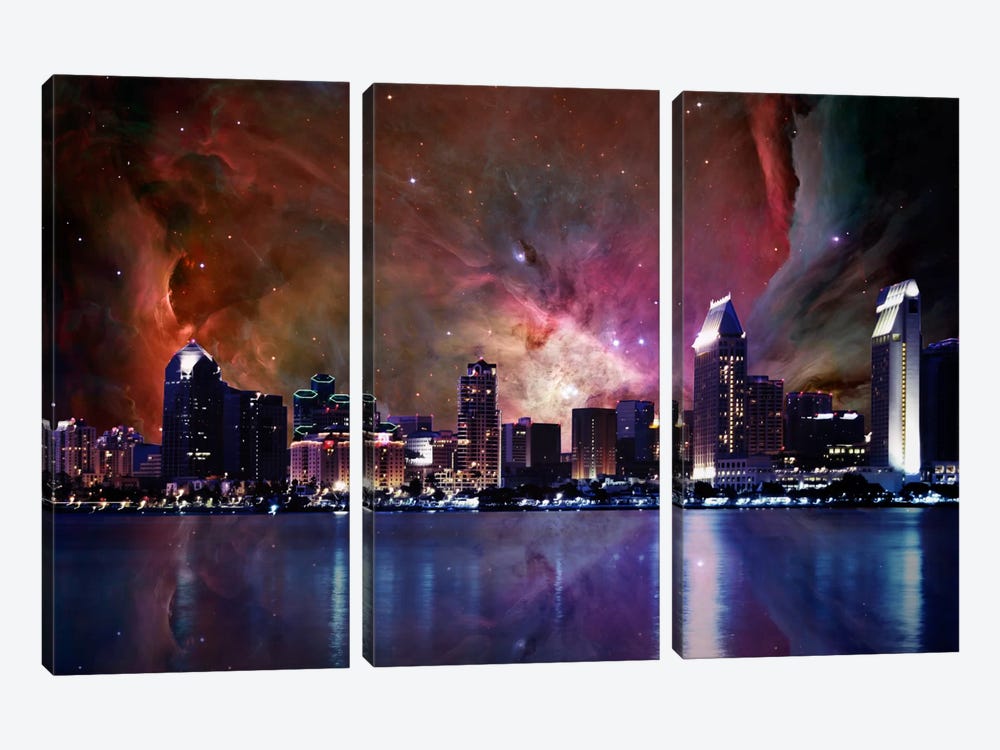 San Diego, California Orion Nebula Skyline by 5by5collective 3-piece Canvas Art