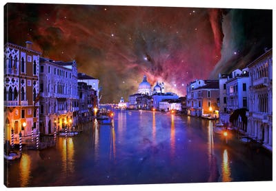 Venice, Italy Orion Nebula Skyline Canvas Art Print - Nebula Art