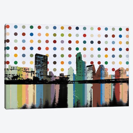 Austin, Texas Colorful Polka Dot Skyline Canvas Print #SKY67} by Unknown Artist Canvas Art
