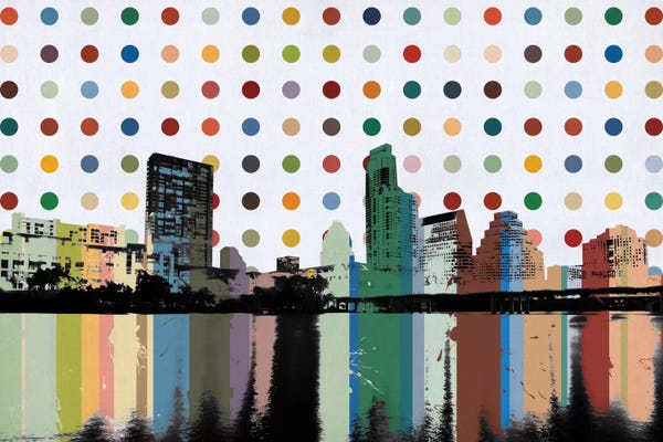 Polka Dot: Austin, Texas Colorful Polka Dot Skyline by Unknown Artist