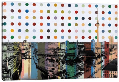 Berlin, Germany Colorful Polka Dot Skyline Canvas Art Print - Polka Dot Patterns