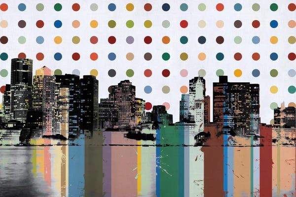Polka Dot: Boston, Massachusetts Colorful Polka Dot Skyline by Unknown Artist