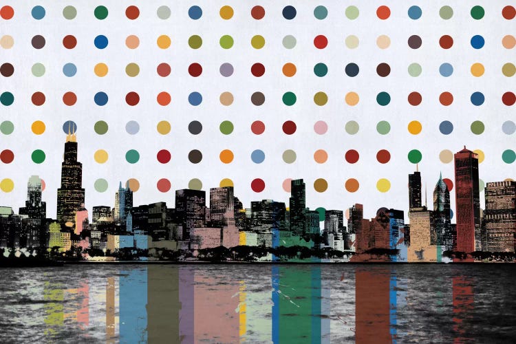 Chicago, Illinois Colorful Polka Dot Skyline by Unknown Artist wall art