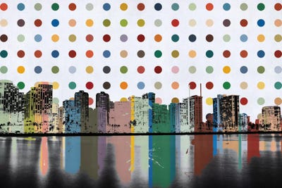 Honolulu, Hawaii Colorful Polka Dot Skyline by Unknown Artist canvas print