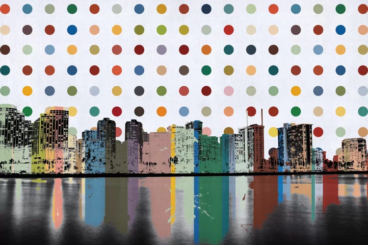 Honolulu, Hawaii Colorful Polka Dot Skyline by Unknown Artist wall art